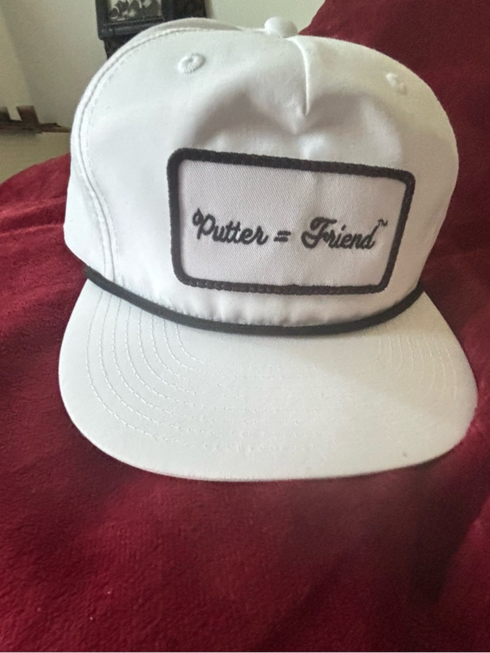 White Baseball Cap with "Putter = Friend" Script Patch - Picture 2 of 4